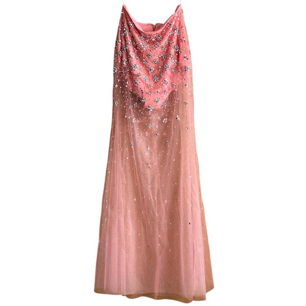 Mac Duggal Sheer Embellished Skirt in Pink Size XS NWOT